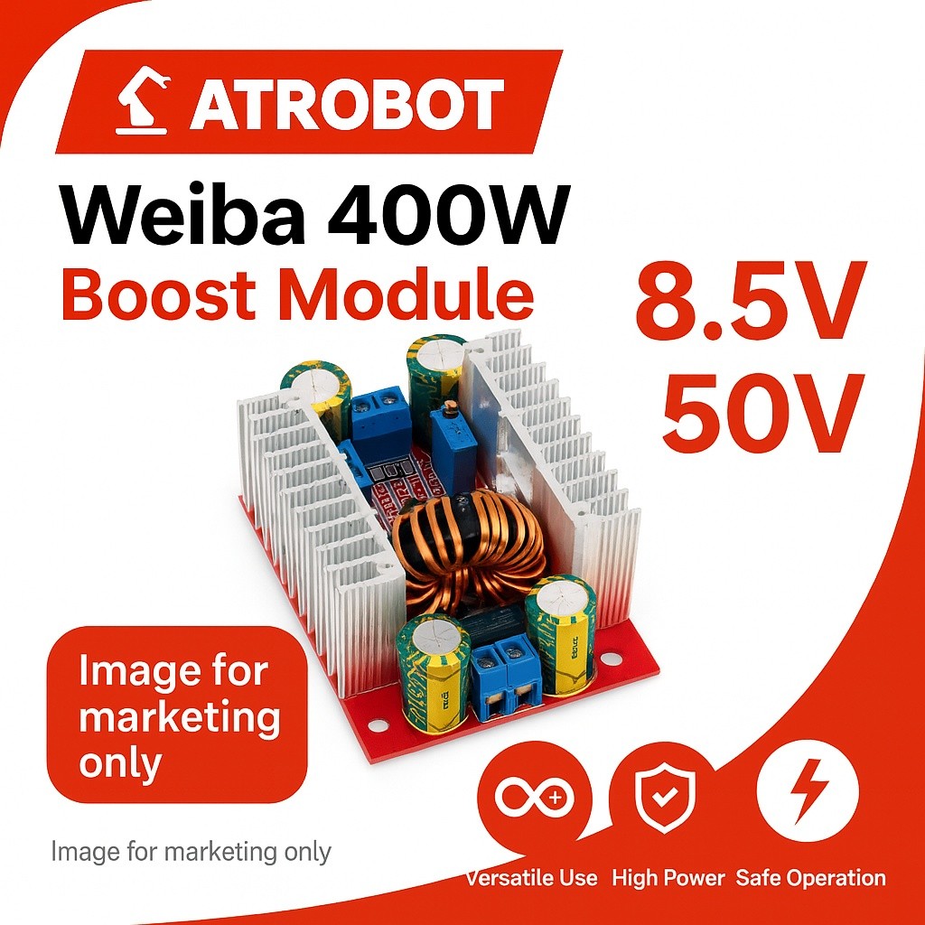 Weiba 400W DC-DC Boost Converter 8.5-50V to 10-60V Adjustable Output 12A Input 15A 96% Efficient