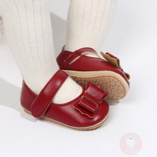 รองเท้าเด็กทารกดีไซน์น่ารัก ขนาด6 สีทึบ มีโบว์และหนังมั่นคงส…