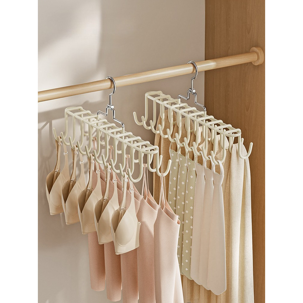 ไม้แขวนเสื้อในครัวเรือนไม้แขวนเสื้อสลิงชุดชั้นในแขวนมัลติฟังก์ชั่หมุนตะขอคลื่นราวแขวนเสื้อผ้าเก็บเสื