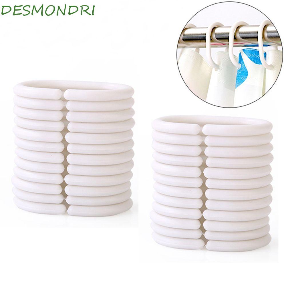 DESMONDRI Curtain Hook Plastic C Type Bendable White/Black Replacement Hooks Rings Rings