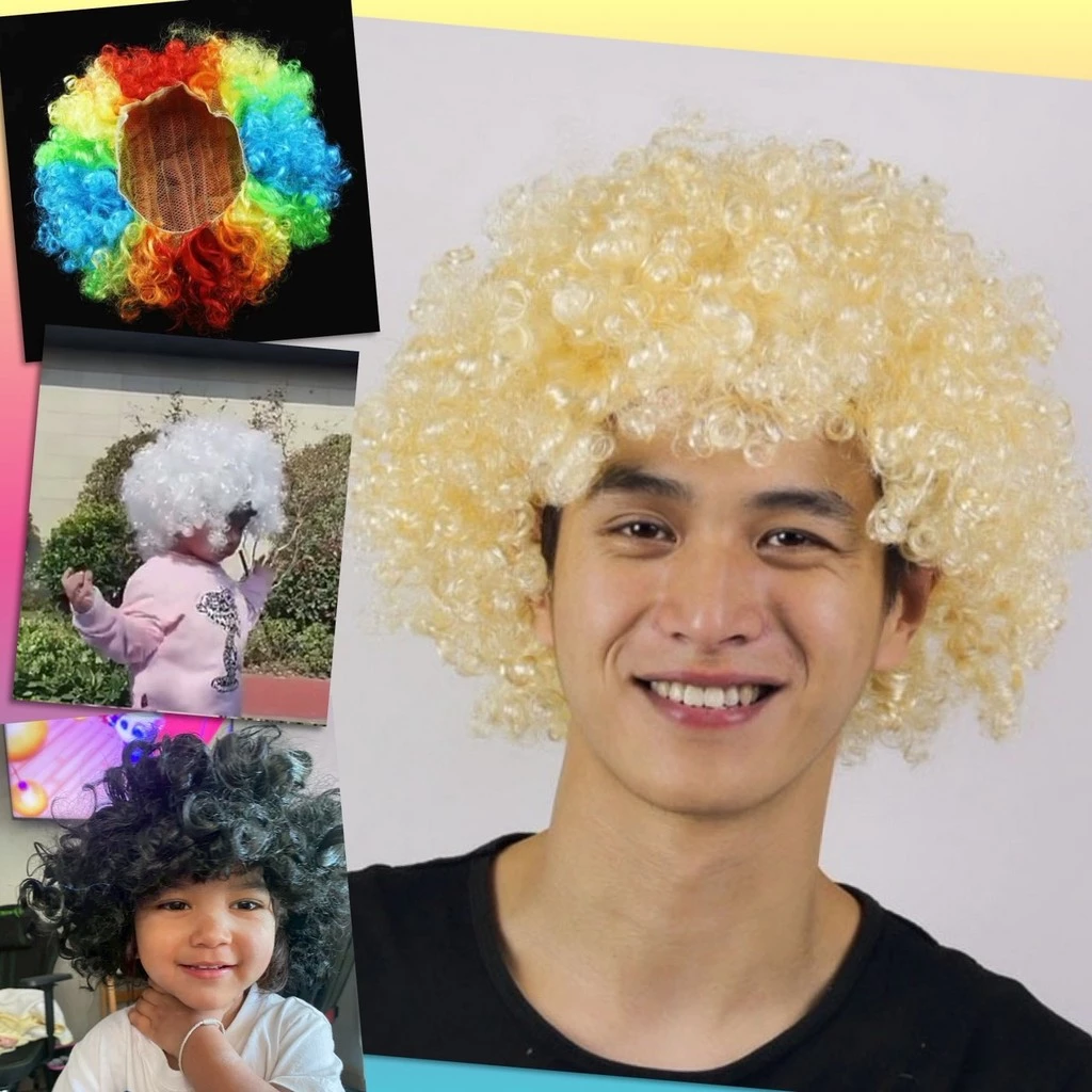 🌷 วิกผม Afro วิกฟู วิกผมหยิก รุ่นฟูพิเศษ แอโฟร แฟนซี แฮร์พีช ตัวตลก แอฟโฟร่ ผมปลอม หัวฟู เกรดพรีเมี่ยม 🌷