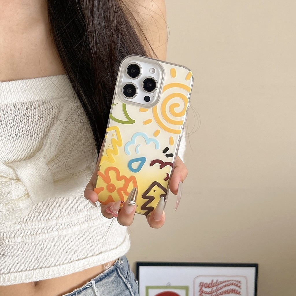 Sun Graffiti เคสโทรศัพท์ Anti-Fall สําหรับ iPhone 16 Promax 15 Promax 11 12 13 Mini 14plus 11Promax 