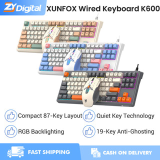 ชุดเมาส์คีย์บอร์ด XUNFOX K600/K60 RGB มีไฟแบ็คไลท์+ปุ่มป้องก…