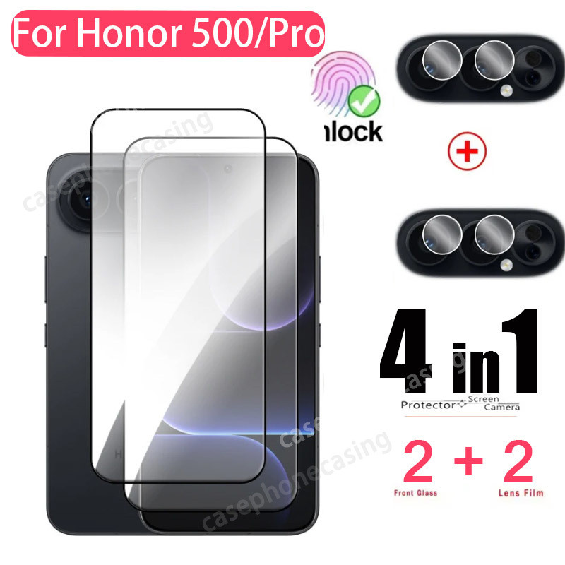 4in1 กระจกนิรภัยสําหรับ Honor 500 Pro Honor500Pro 5G 2025 ป้องกันหน้าจอ Anti Scratch ความแข็ง 9H คลุ