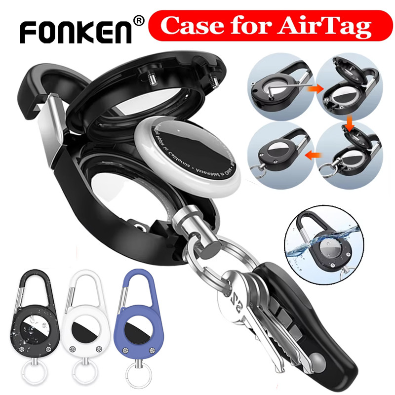 Fonken สําหรับ Airtag Holder Case พร้อมพวงกุญแจ Carabiner กันน้ํา Anti-Scratch Secure Lock เคสป้องกั