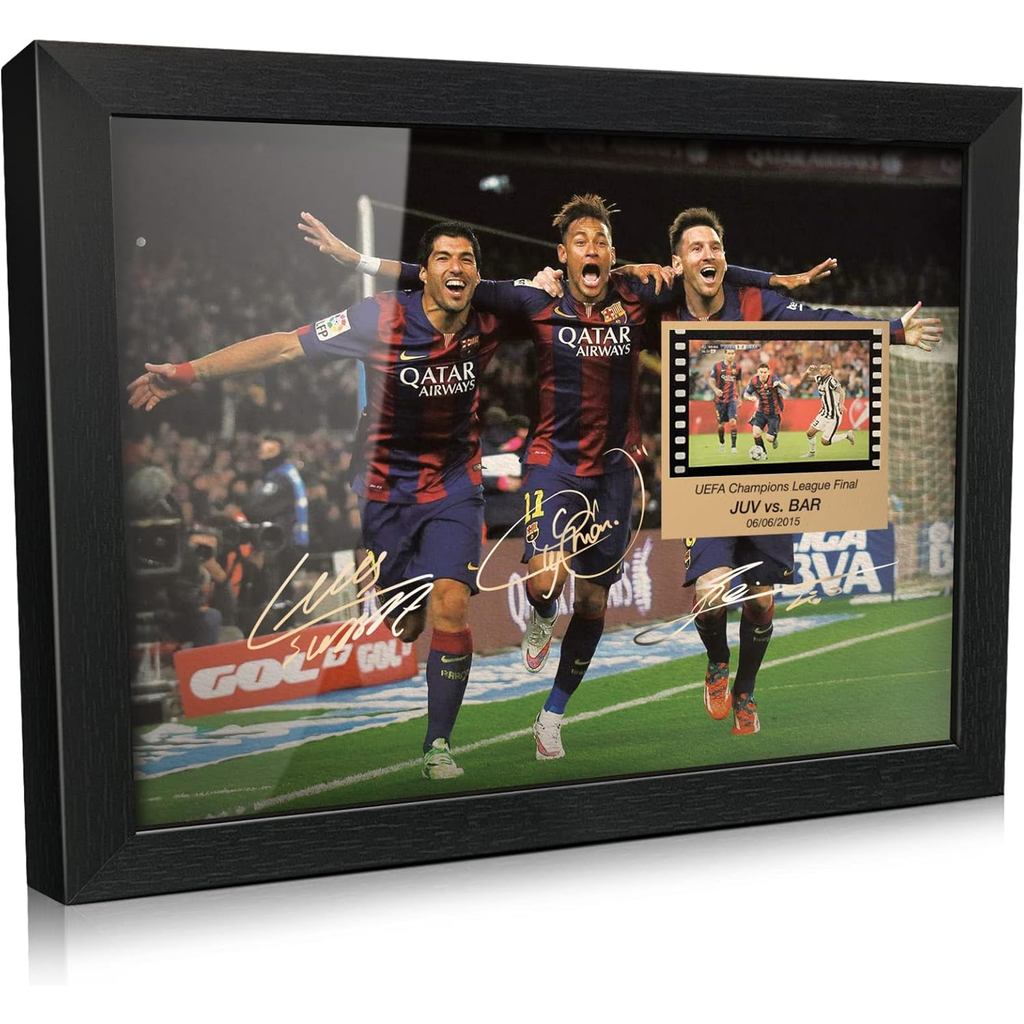 ORIMAMI ฟุตบอล Star Lionel Messi Luis Suarez Neymar ลายเซ็นภาพเดสก์ท็อปกรอบรูปของขวัญ - พร้อมจอบันทึ