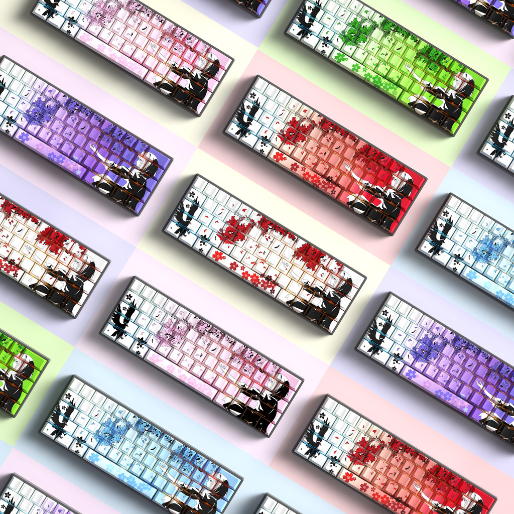 Sakura Macchia Chain Keycap Side แกะสลักโปร่งแสง PBT ปรับให้เข้ากับ atk68 Mega Lion และหมวกคีย์บอร์ด