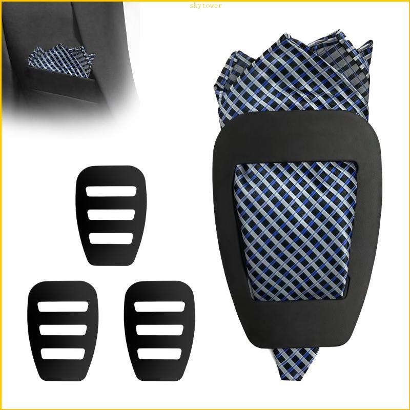 ST 3 ชิ้นกระเป๋าพลาสติกสแควร์ผู้ถือ Secure Pocket Squares ในชุดป้องกันการลื่นให้เรียบร้อยพร้อมอุปกรณ