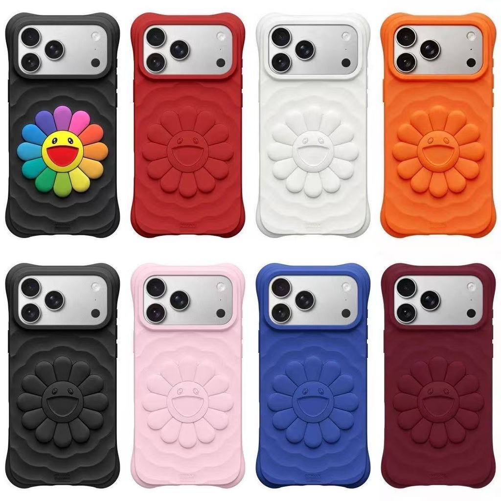 Takashi (มีโลโก้) Murakami Sunflower soft silicone style เคส iPhone สําหรับ iPhone17pro Max 17pro 17 16pro Max 16pro 16 ปลอกคุณภาพดี