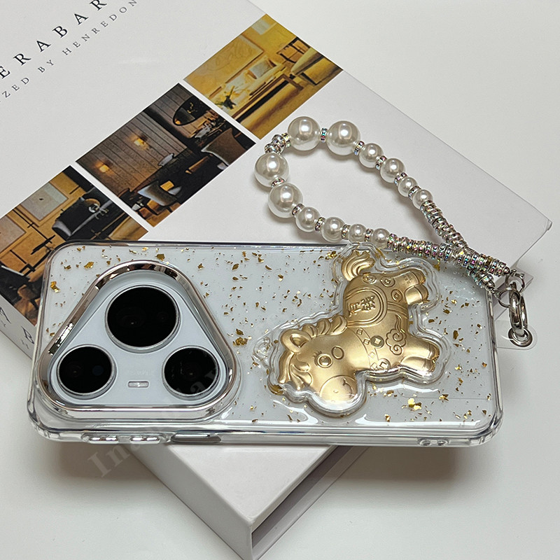 Drop-กาวฟอยล์ทองม้าออกแบบสําหรับHuawei P60 P60Pro P70 P70Pro P80 P80Pro Mate60 Mate70 Mate80promax