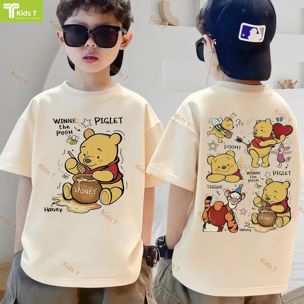 ร้าน Kids T เกาหลี เสื้อเด็ก ผลิตจากผ้าฝ้าย 100% พิมพ์ลาย winnie the pooh เหมาะ เด็กผู้ชาย และ เด็กผู้หญิง
