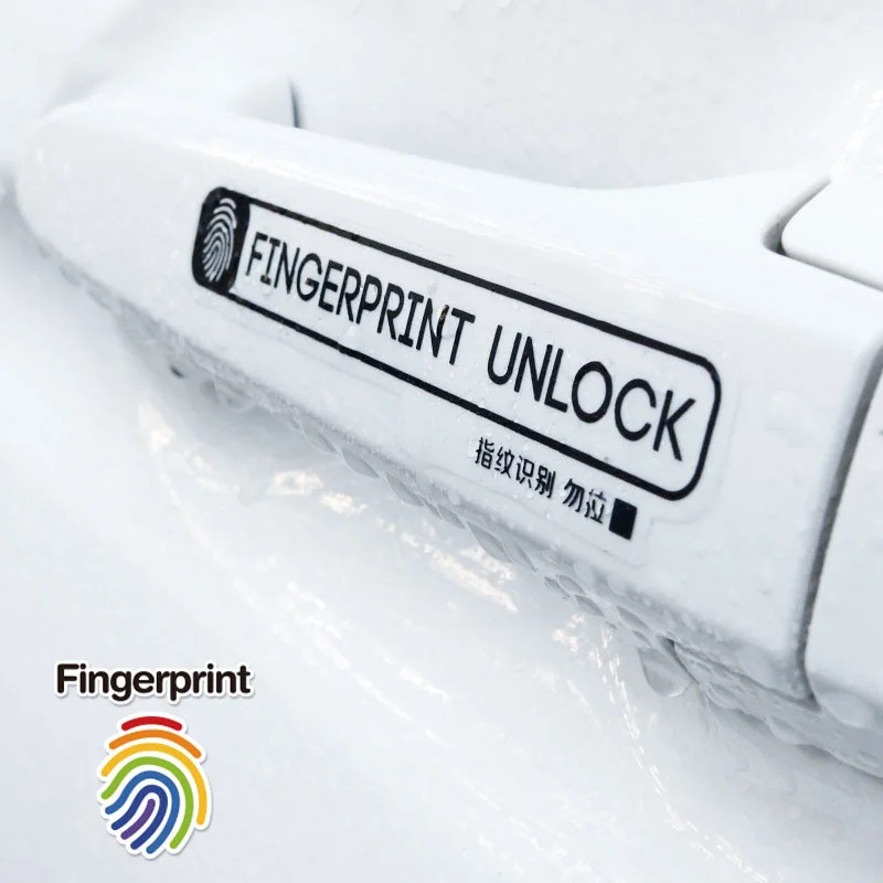 Noizzy Fingerprint Unlock Caution Car Door Handle Warning Sticker Shamming Vinyl Auto Window Decal R