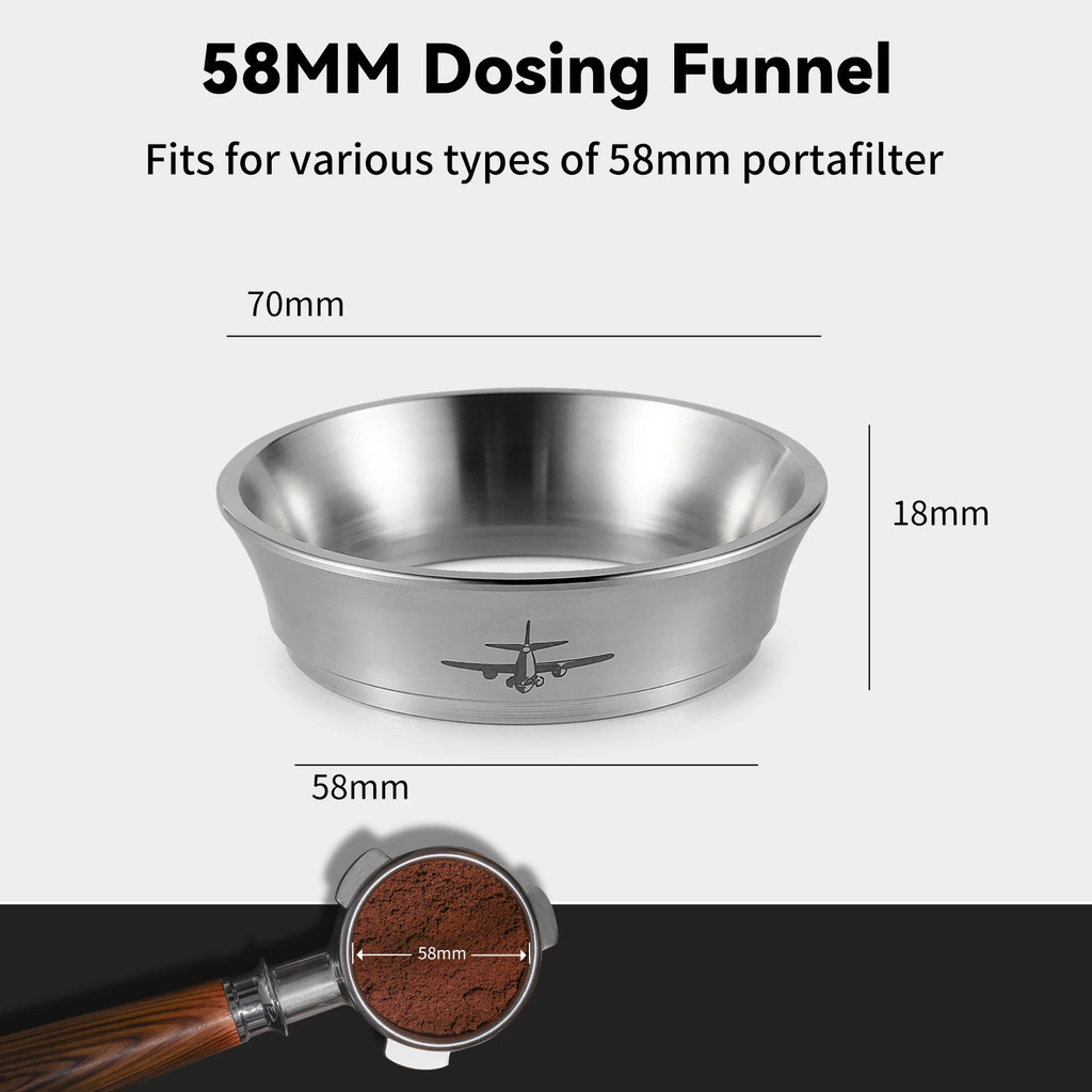 MHW-3BOMBER 51mm & 58mm Espresso Dosing Funnel Stainless Steel Coffee Dosing Ring Compatible Portafi