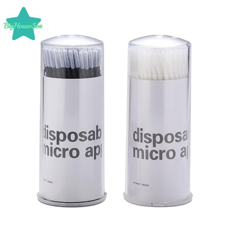 [Sea-t] 100PCS แปรงไมโครแบบใช้แล้วทิ้ง Applicator Microswabs สําหรับเครื่องมือถอดต่อขนตา, แปรงสําลีข