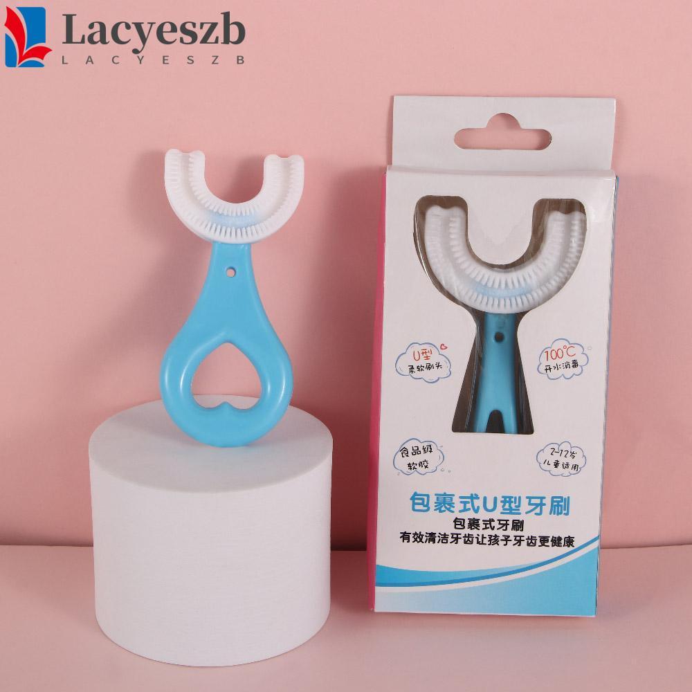 LACYESZB แปรงสีฟัน U-Shape เด็กซิลิโคนอ่อนนุ่มพร้อมที่จับเด็กวัยหัดเดิน 2-12 ปีแปรงทําความสะอาดฟัน