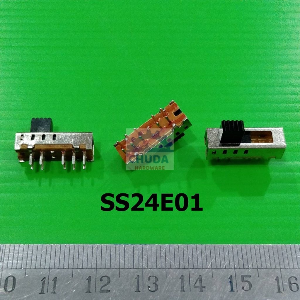 Slide switch สวิทช์ เลื่อน Toggle switch 10 ขา ขนาด 6.2x18.1mm #สวิทช์เลื่อน(10ขา,SS24E01) (1 ตัว)