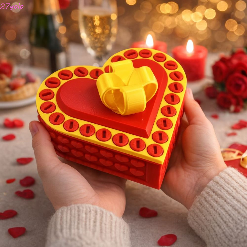 YOLO Annoying กล่องของขวัญ, กล่องสกรูเล่นตลกรูปหัวใจ, เกมแบบโต้ตอบพร้อมสกรูที่ถอดออกได้ 8 ซม. Take A