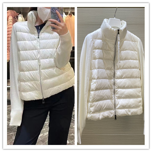 ERDU Mon Lightweight Down Jacket for Women with Wool Knit Patchwork and Hood25New Cardigan Zipper Wa