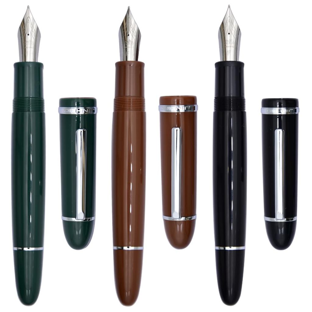 Ranvi Jinhao X159 Fountain Pen 3-Piece Set Fine Nib with Ink Converter Green Black Red (Gold Clip)