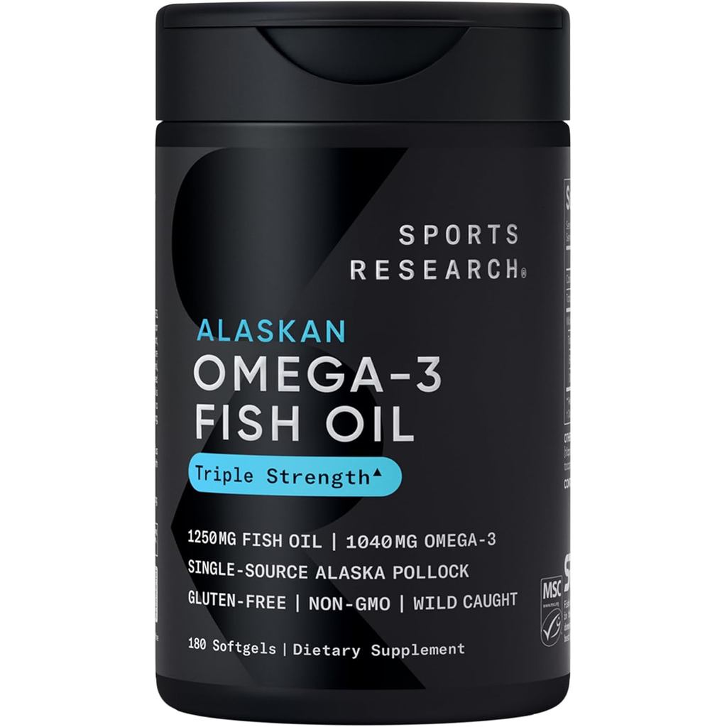 วิจัยกีฬา® Omega-3 Fish Oil 1250 - อาหารเสริมน้ํามันปลา Triple Strength จาก Wild Alaska Pollock - MS