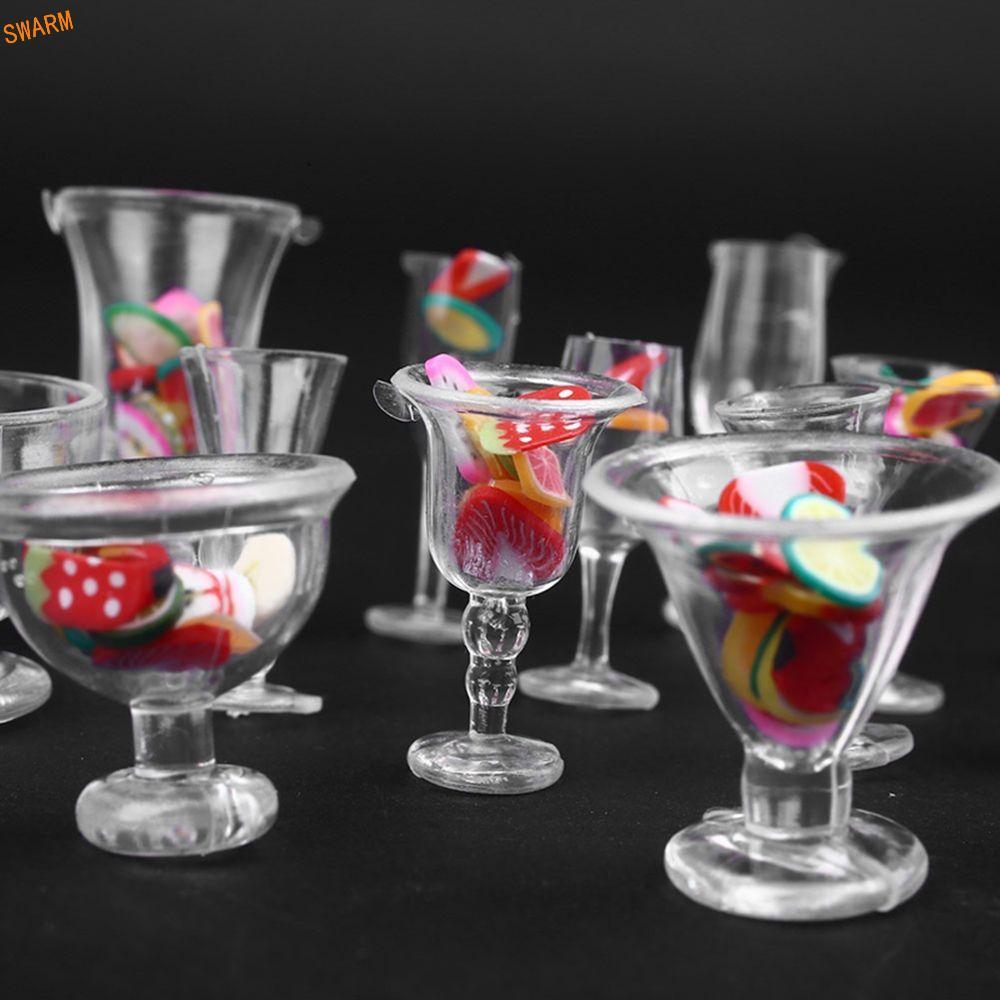 SWARM ถ้วย 17 ชิ้น/เซ็ตพลาสติก DIY ของเล่นแผ่น Goblets Dollhouse Decor