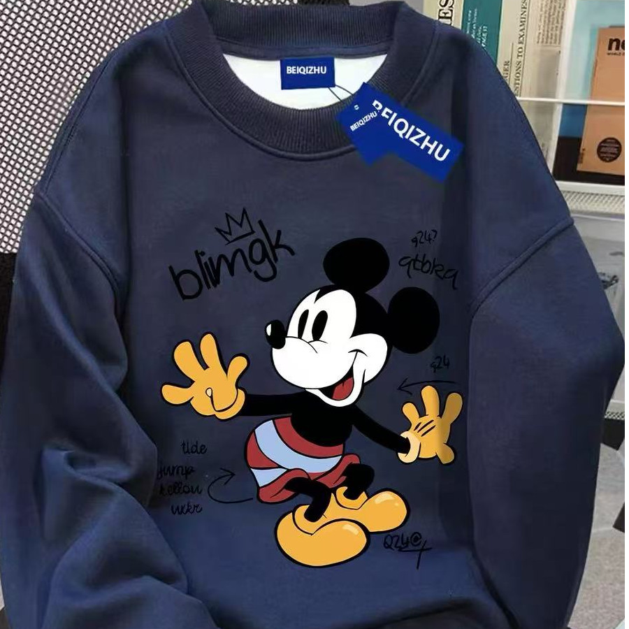 เสื้อกันหนาวแขนยาว Retro Mickey สไตล์โล่งสำหรับทุกเพศ ดีไซน์สวมหัวเรโทร