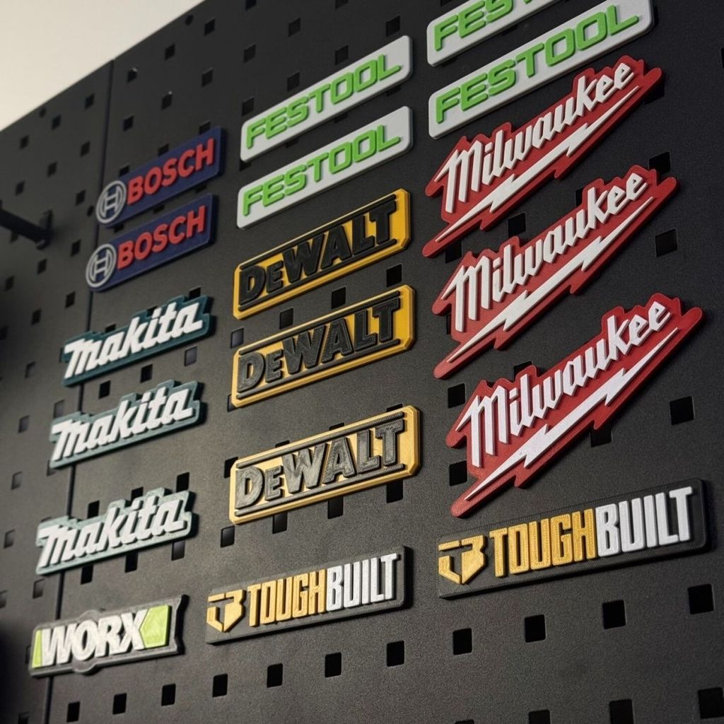 MILWAUKEE refrigerator magnets, pegboard decorating tool stickers, makita, dewalt decorative boards