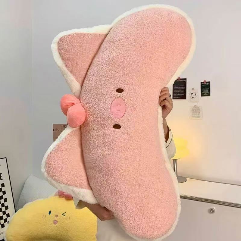 ใหม่น่ารักหมูสีชมพูเบาะแถบยาวหมอนหญิงนอนขาตุ๊กตาเตียงเอวตุ๊กตาของเล่น