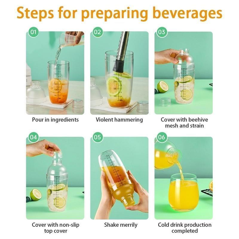 แก้วเชค ค็อกเทล เชคเกอร์ค็อกเทล เชคเกอร์ ถ้วยพลาสติก Cocktail Shaker Mixer Bottle เชคเกอร์ ชานม กระบอกเชค 500/700/1000ml ราคา ถูกที่สุด ดีลบีเคเค แกลเลอรีภาพที่ 3