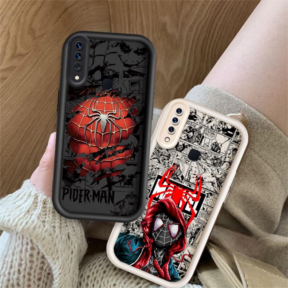 ปลอกคู่โทรศัพท์สําหรับ VIIVO Y17 Y15 Y12 Y12i Y11 2019 น่ารักการ์ตูนซิลิโคน Spider Man กันกระแทกฝาคร
