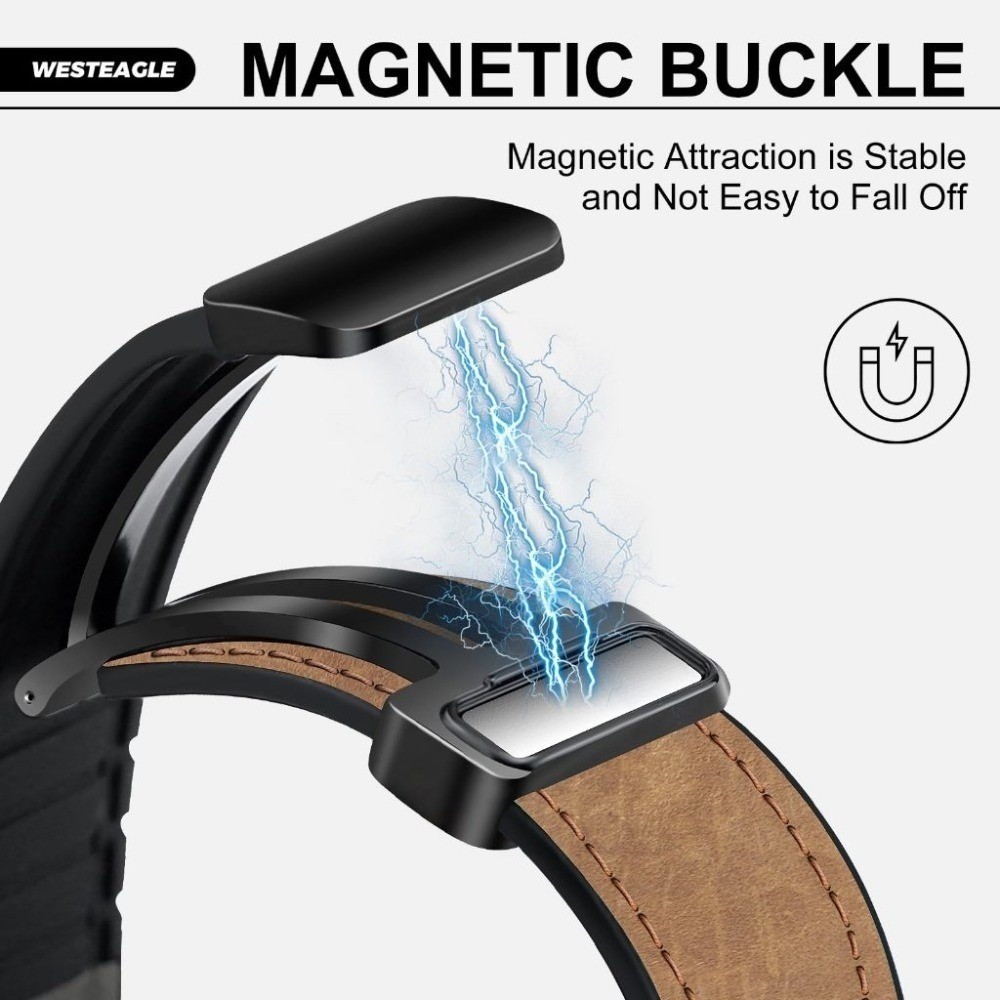 22 มม.สายหนังเปลี่ยนสร้อยข้อมือสําหรับ Redmi Watch 6/5/4 5Active Lite Xiaomi Watch S4 / S3 / 2 Pro / S1 Active / S1 Pro / Mi Watch Color Sport สายแม่เหล็ก - รูปที่ 3