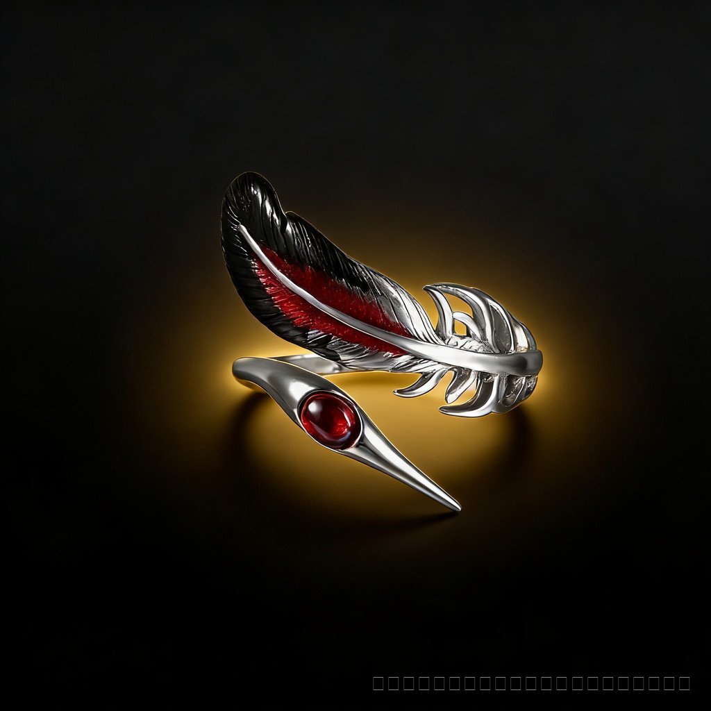 แหวนแฟชั่น Dark Series Devil Feather สไตล์โกธิครetro และโคอล สำหรับคนชอบของเอกลักษณ์เฉพาะตัว