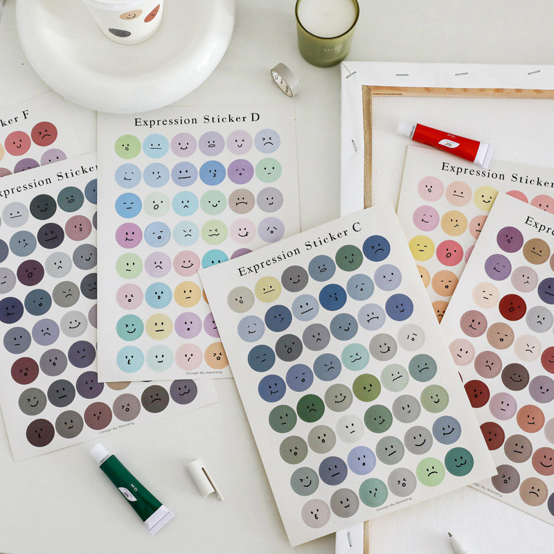 Smiley Dot Sticker Morandi Color Handbook Sealing Sticker