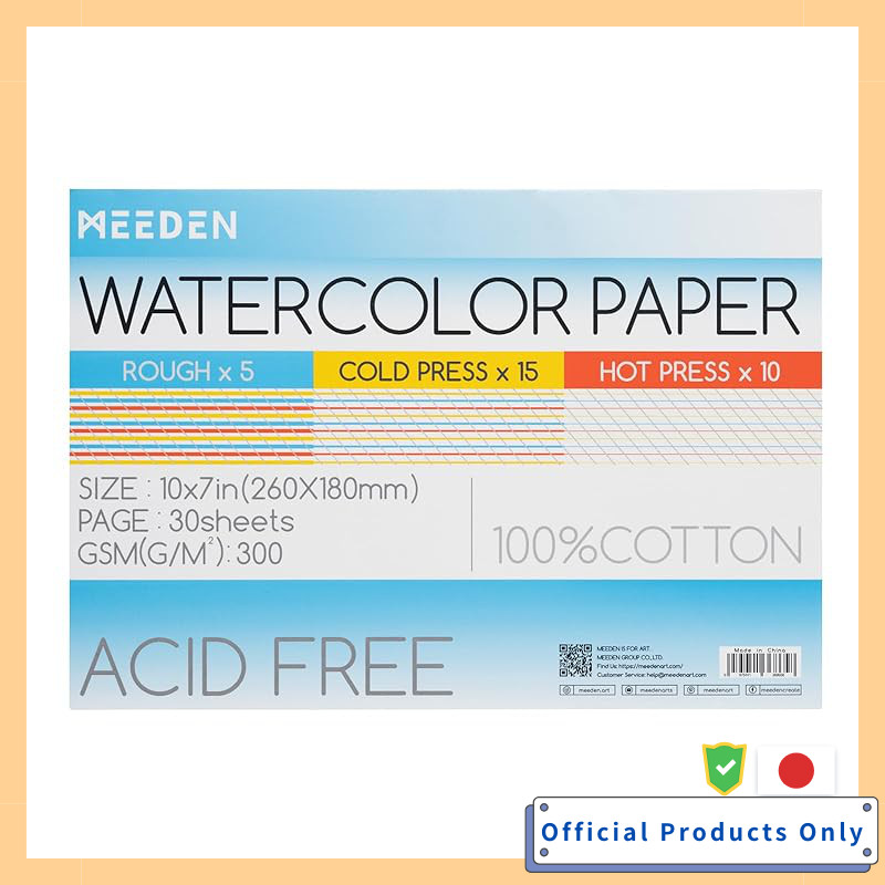 MEEDEN Watercolor Paper Block Sketch Illustration Acid Free 100% Cotton Cold Press 300g 31x23cm 20 S