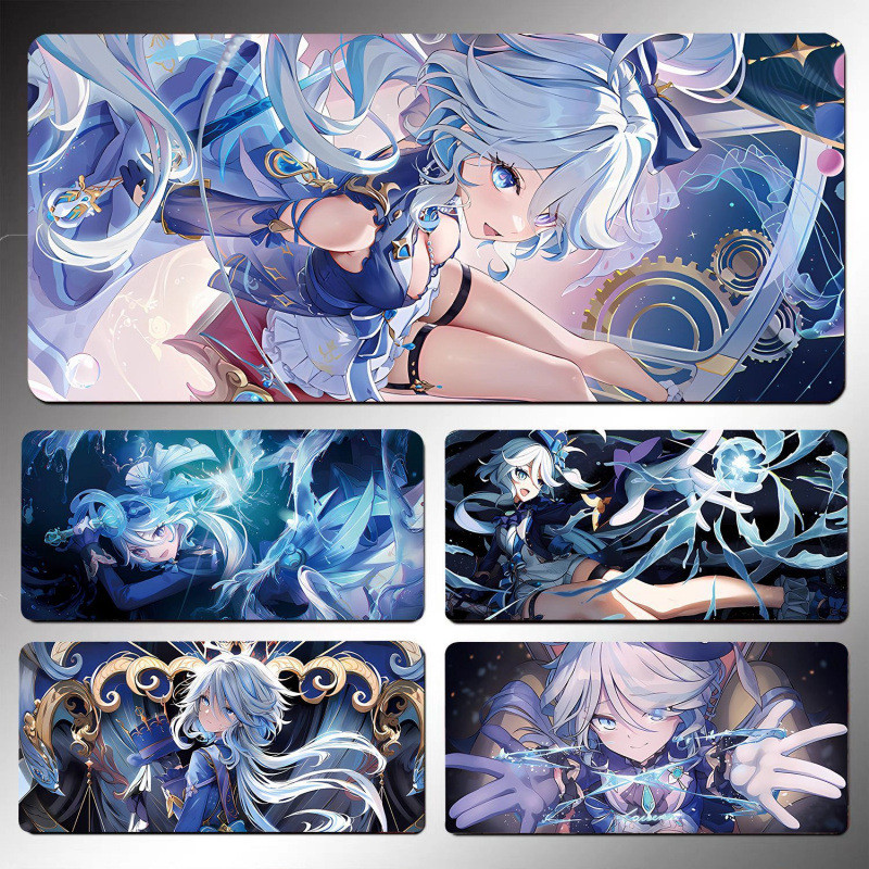 Yuanshen Merchanted Funingna แผ่นรองเมาส์แผ่นรองคีย์บอร์ด Water God Focarus แผ่นรองคอมพิวเตอร์ Seaming ขนาดใหญ่