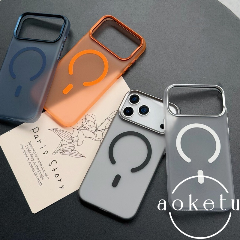 เลนส์โลหะเหมาะสําหรับ แอปเปิล 17 โปรแม็กซ์ เคสโทรศัพท์เคลือบป้องกันลายนิ้วมือใหม่ ไอโฟน 17 มือโปร ความรู้สึกผิวน้ําแข็ง ไอโฟน 17 เคสแข็งบางเฉียบแม่เหล็กดูดเคสส