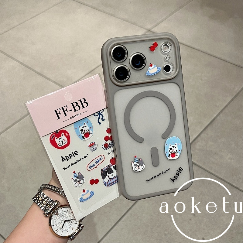 กรอบเลนส์ที่ถอดออกได้สร้างสรรค์ ทําเอง สติกเกอร์สุนัขแม่เหล็กผิวตรวจจับเคสโทรศัพท์เหมาะสําหรับ ไอโฟน 13 14 15 16 17 มือโปร สูงสุด กึ่งโปร่งใสรวมทุกอย่างซิลิโคนป้องกันการตกฝา - รูปที่ 4