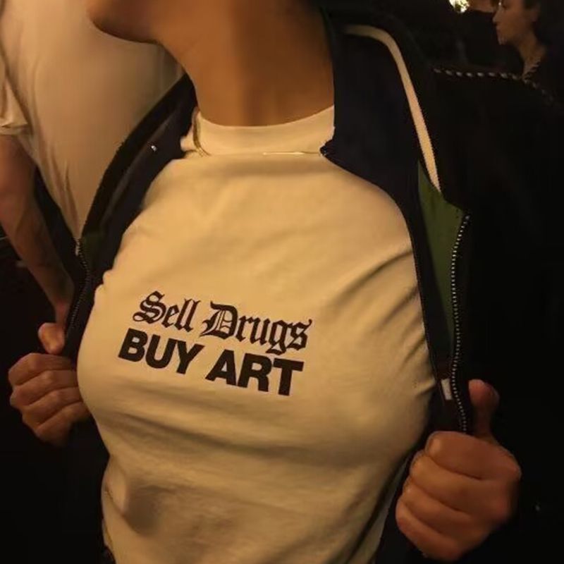 COD 2026BUY ART สนุกภาษาอังกฤษเสื้อยืดแขนสั้นฤดูร้อนเสื้อยืดครึ่งแขนอินเทรนด์ Niche Design ผู้ชายผู้