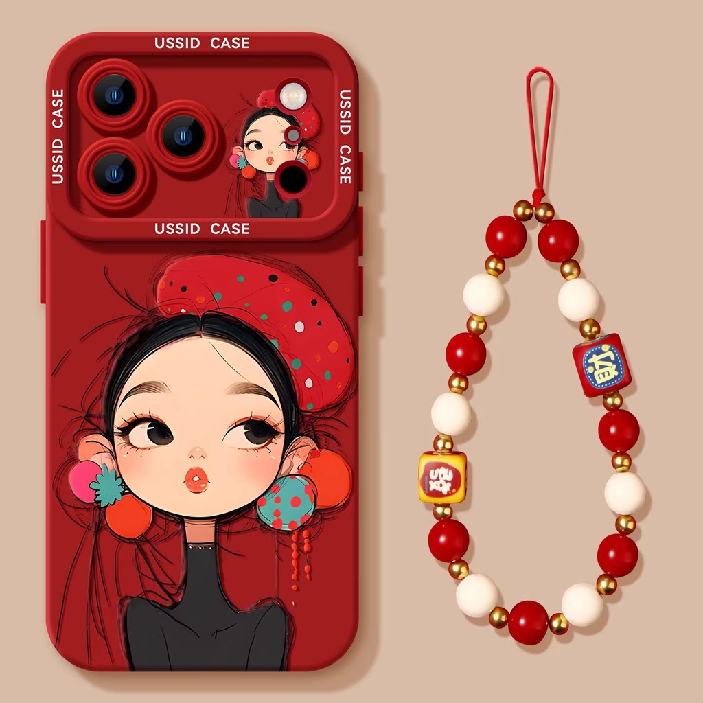 [สาวแดงปีใหม่] เคสโทรศัพท์ iPhone 17 Pro Max16 กันกระแทก 15/13 เชือกเส้นเล็ก 14pro12/11