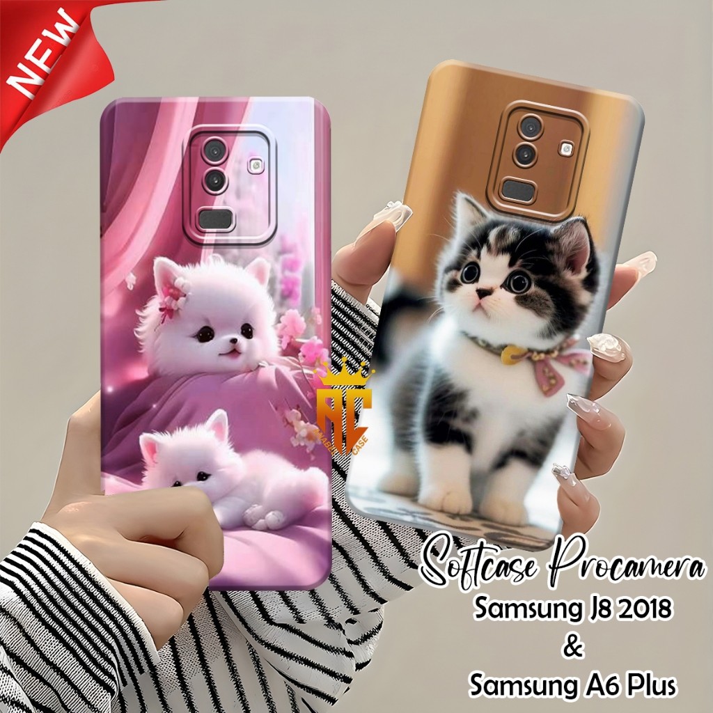 Softcase SAMSUNG J8 2018 / SAMSUNG A6 PLUS - Cute Pet Cat Motif Fashion Case - Aesthetic Case - เคสล