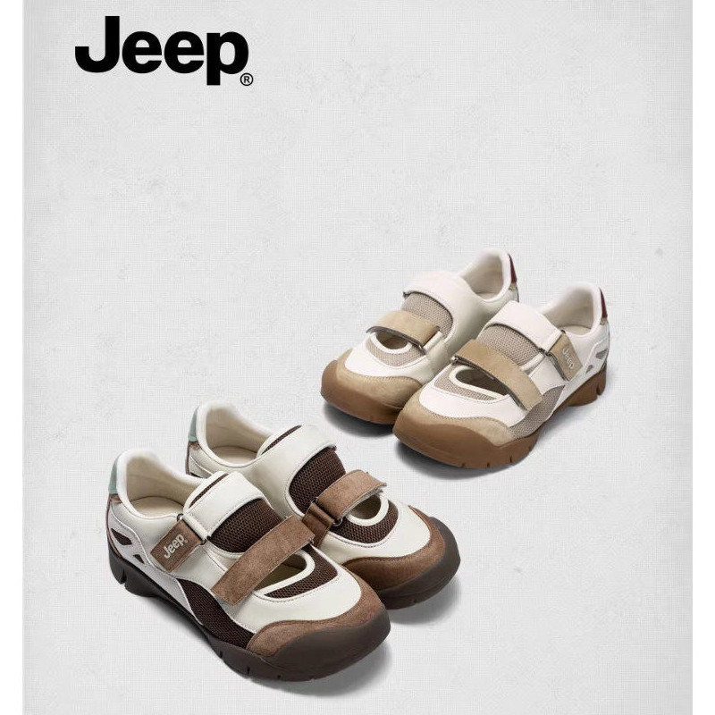 Jeep รองเท้าผู้หญิงสไตล์ใหม่ Hollow น้ําหนักเบา Soft Sole Casual Mary Jane รองเท้า