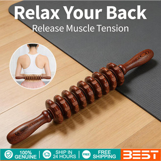 Wooden Roller Massager 9 12 Wheels For Back Neck Meridian Relaxation Yoga Gym Fitness Tool