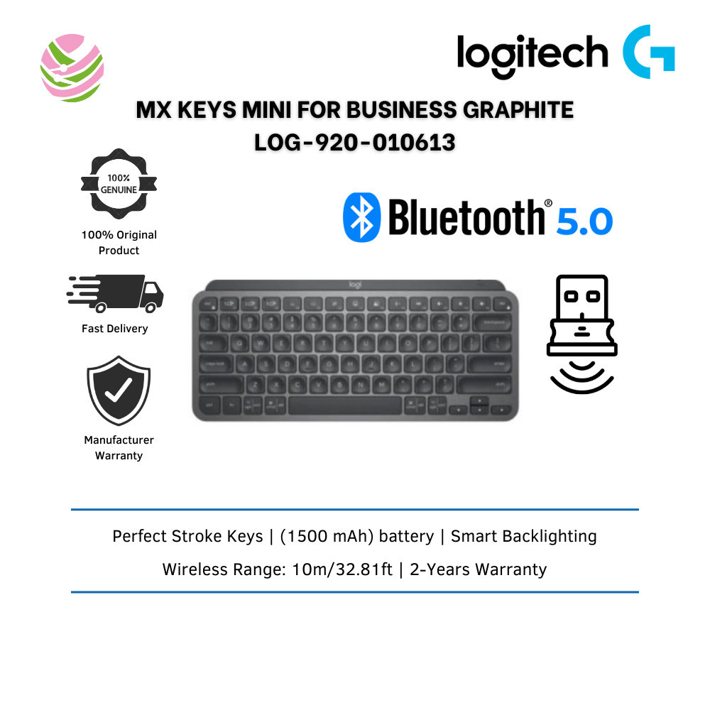 Logitech MX Keys Mini สําหรับธุรกิจคีย์บอร์ดเรืองแสงไร้สายสไตล์มินิมอลพร้อมการสนับสนุนหลายตัว (Graph