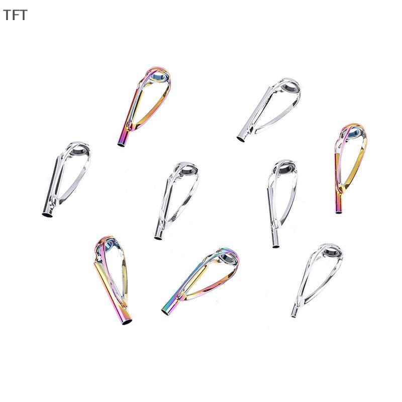 (FTT) 1ชิ้นแหวนไกด์หัวสีเงิน/สีรุ้งปราศจากความยุ่งเหยิงสำหรับคันเบ็ดตกปลาแบบหมุนแบบใหม่