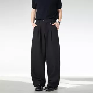 MNO.9 Pants LZ413 กางเกงขายาวกระบอกใหญ่ เอวแต่งห่วง ปรับระดับมีกระดุมแป็ก กางเกงผุ้ชายสไตล์เกาหลี กางเกงแฟชั่น 2026