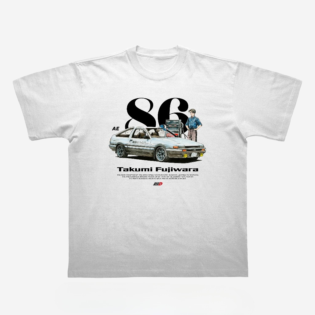 เสื้อยืด Initial D AE86 Takumi Fujiwara ลายรถยนต์ JDM ผ้าฝ้าย