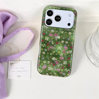 สําหรับIphone Case 17 Pro Max 16 Pro Max 15 Pro Maxสีเขียวสีชมพูสีม่วงดอกไม้เคสโทรศัพท์
