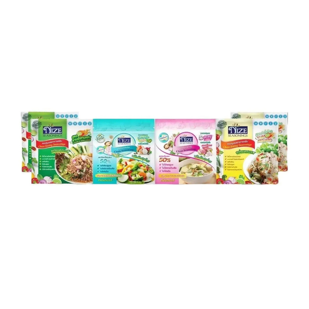 NIZE Nize Powder Clean Seasoning Powder Set ชุดทดลองมี 4 รสชาติ YUM2 LAB2 MSKOM1 MSPOK1