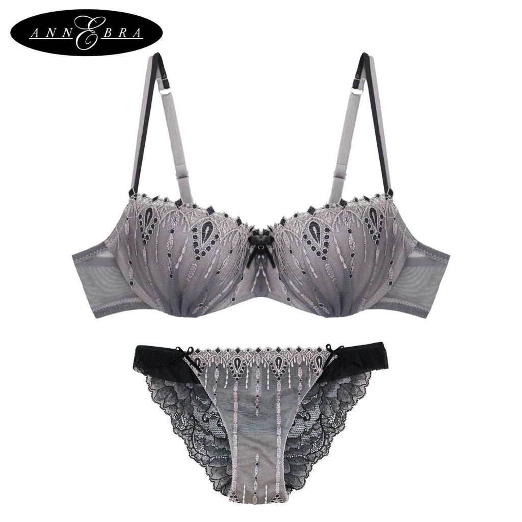 Annebra เซตบรา+กกน. บราเสริมทรง ตะขอหลัง ทรง1/2เต้า มีโครง เสริมฟองน้ำ Extra Lift Foam Bra+Panty รุ่น AB1-544/AU3-808