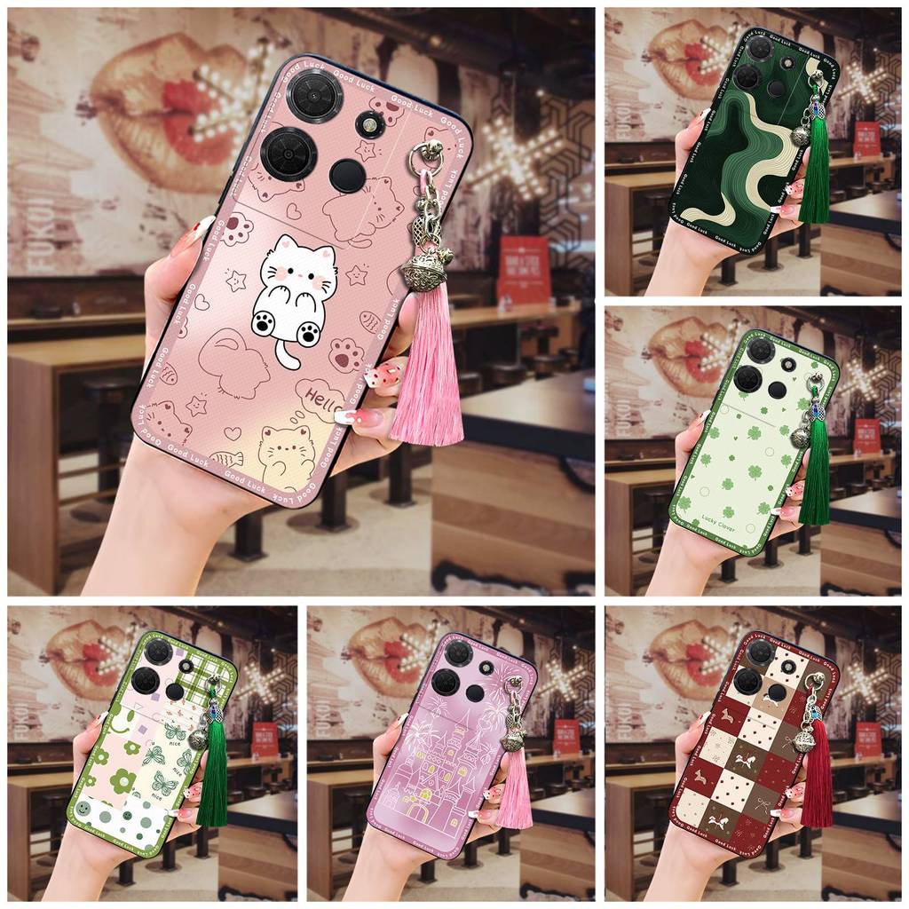 พู่ Bell เคสโทรศัพท์สําหรับ TCL 503/T442M/T442A/T442J เต็มห่อการ์ตูนทนทาน Graffiti TPU ป้องกันฝุ่นป้